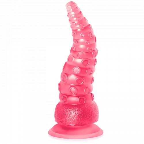 Rugalmas texturált rózsaszínű dildo 21 cm hosszú csáp alakban - 78016721