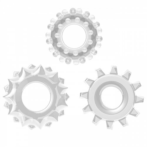 Átlátszó erekciós gyűrűk készlete 3x cock ring - 77592263