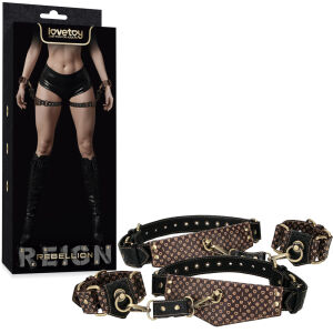 Rebellion bőrből készült BDSM hám combszalagokkal + kézbilincsek - 75589662