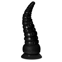 Fekete, hajlékony, 21 cm-es, tapadókorongos, texturált dildó csáp alakban - 72773374 - 2