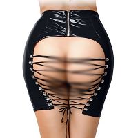 Fűzős fekete szoknya + Glossy Wetlook Leanne tanga - 76600590 - 4