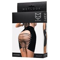 Fűzős fekete szoknya + Glossy Wetlook Leanne tanga - 76600590 - 2