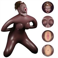 Realisztikus szexbaba 98 cm 3 nyílással barna – 77973647 - 6