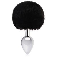 Ezüst dugó fekete pomponnal anális dugó - 75539723 - 3