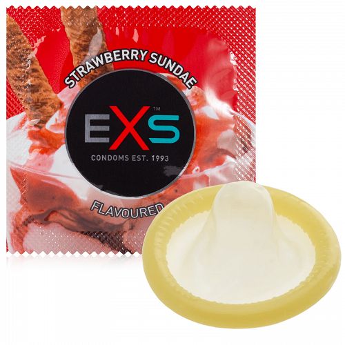 Epres ízesítésű óvszer – EXS Strawberry Sundae  - 78242303