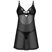 Obsessive Alliane fekete csipkés póló + tanga - 79723318 - 8