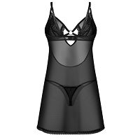 Obsessive Alliane fekete csipkés póló + tanga - 79723318 - 3