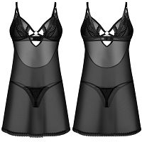 Obsessive Alliane fekete csipkés póló + tanga - 79723318 - 5