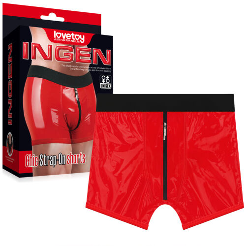 Piros boxeralsó gyűrűvel a strap-onhoz + zseb a vibrátor számára - 79378237