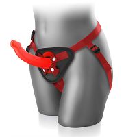 Pántos szexjáték piros, valósághű dildóval 21 cm BDSM LGBT - 71857435 - 2