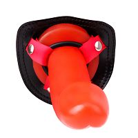 Pántos szexjáték piros, valósághű dildóval 21 cm BDSM LGBT - 71857435 - 5