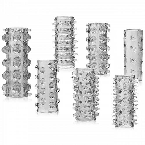 7 darabos stimuláló péniszköpeny készlet kiemelkedésekkel - 89617745