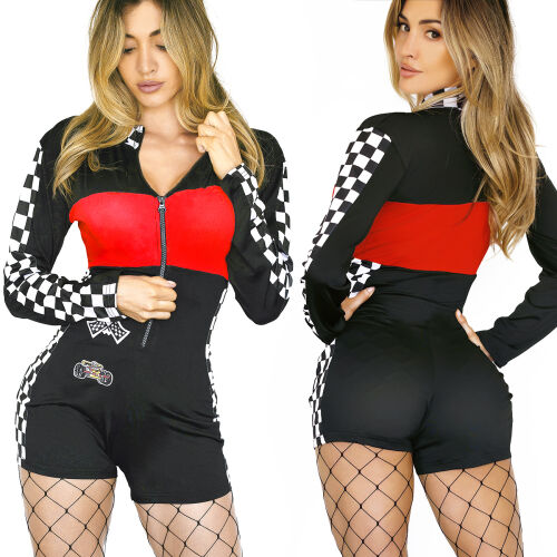 Érzéki erotikus kezeslábas sorttal és Racer Girl cipzárral - 70496290