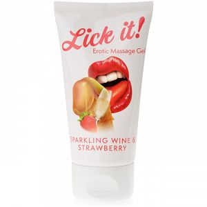 LICK IT SPARKLING WINE AND STRAWBERRY 50 ML ILLATOSÍTOTT GÉL AZ EGÉSZ TEST MASSZIROZÁSÁHOZ PEZSGŐ FÖLDIEPERREL - 70951059