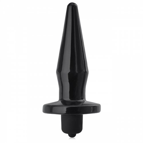 Fekete zselés, karcsú anális dugó turbo rezgésekkel 14 cm - 75247561