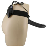 Fekete strap-on hám rezgő dildóval 16 cm + távirányító - 70043295 - 4