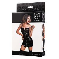 Glossy Nelly Wetlook fekete csipkeruha - 79915299 - 3