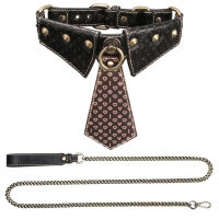 Rebellion bőr BDSM készlet nyakörv nyakkendővel és 120 cm-es pórázzal - 70580710 - 5