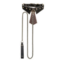 Rebellion bőr BDSM készlet nyakörv nyakkendővel és 120 cm-es pórázzal - 70580710 - 6