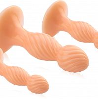 3 darab bordázott anális dugós készlet tapadókoronggal – 74152773 - 2