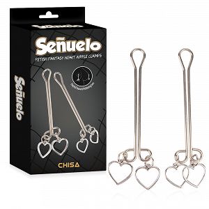 Acél mellbimbócsipesz szett BDSM szívekkel - 76740812