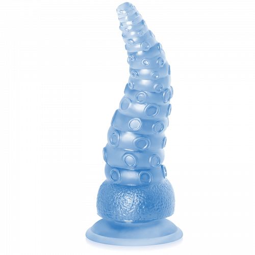 Hajlékony, texturált kék 21 cm-es dildo csáp formájában - 76849946