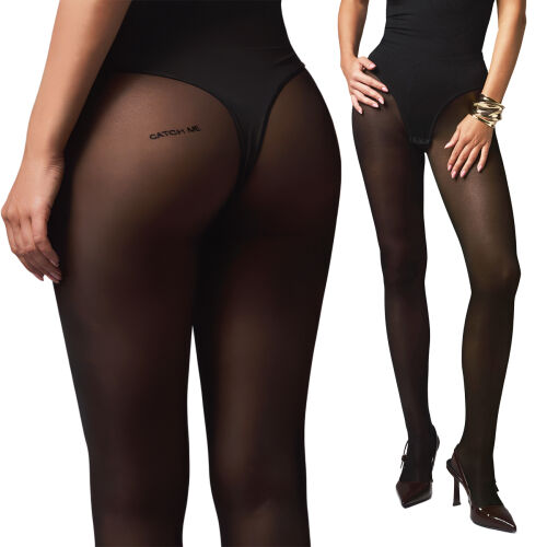 Obsessive Patrise harisnya „CATCH ME” felirattal S/M - 72430581