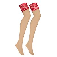 Obsessive testszínű harisnya piros csipkével Rediosa - 74445376 - 4