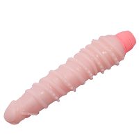 Hús-színű, rugalmas vibrátor stimuláló kiemelkedésekkel, 20 cm - 72519499 - 5