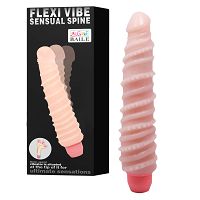 Hús-színű, rugalmas vibrátor stimuláló kiemelkedésekkel, 20 cm - 72519499 - 2