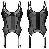 Obsessive Arrowel fekete fűző csipkével + harisnyatartó - 75714773 - 5