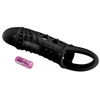 Rezgo fekete péniszfeltét tüskékkel, hosszabbító + 2 cm - 79574619 - 2