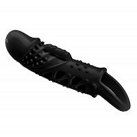 Rezgo fekete péniszfeltét tüskékkel, hosszabbító + 2 cm - 79574619 - 5