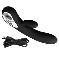 Szilikon fekete vibrátor 12 masszázs funkcióval és csikló stimulálóval - 72641198 - 3