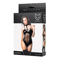 Glossy Sherrie Wetlook fekete body erotikus fehérnemű wet look - 70124578 - 4