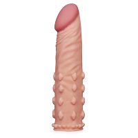 Bőrszínű pénisz hosszabbító tüskékkel 5 cm-rel megnöveli - 74810299 - 4