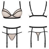 Obsessive Nudelia harisnyakötős fehérnemű szett - 78497552 - 4