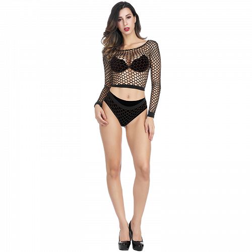 EROTIKUS FEHÉRNEMÜ KÉSZLET TOP+STRING HÁLÓBÓL - 77812875