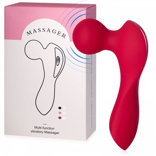 Piros mini masszírozó nőknek, pálca, 10 vibrációs opcióval - 78493416