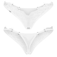 Obsessive Arrowel fehér nyitott csipkés tanga állítható pánttal - 79914357 - 2