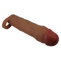 Barna élethű pénisznövelő hüvely + 5 cm - 78925159 - 2