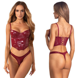 Obsessive Redya bordó fehérnemű szett fűzővel + tangával - 74948775