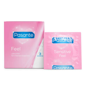Pasante Feel vékony óvszerek tartállyal, 3 db - 77120183