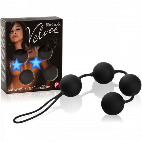 NÉGY, SZILIKONOS, FEKETE, VIBRÁLÓ GOLYÓ - VELVET BLACK BALLS DSR 506010