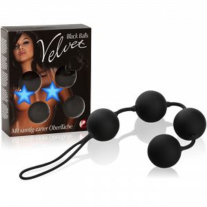 NÉGY, SZILIKONOS, FEKETE, VIBRÁLÓ GOLYÓ - VELVET BLACK BALLS DSR 506010