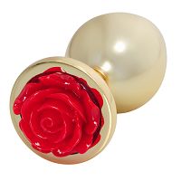 Elegáns Spark Rose anál dugó piros rózsával 9 cm - 76551721 - 2