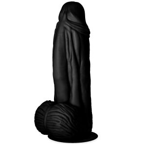 Erős fekete erezett dildo, realisztikus pénisz, 7 cm átmérő - 74302835