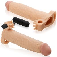 Pénisz hosszabbító +5cm rezgéssel és masszírozó kidudorodásokkal 72884604 - 8