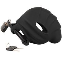 Fekete szilikon pénisz- és hereketrec BDSM erényöv - 70831811 - 5