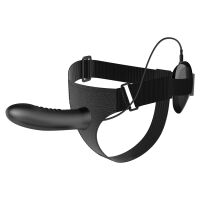 Fekete pántos strap-on vibráló 18,5 cm-es pénisszel pegging - 78192200 - 5